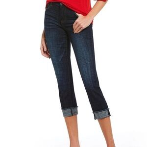 Kut Women's Amy Cuffed Crop Straight Leg Jeans Size 6 Low Rise Y2K 90s Cropped